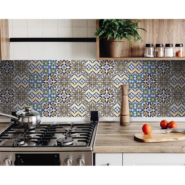 Homeroots 7 x 7 in. Addison Multi Mosaic Blue Peel & Stick Tiles 400263 - main